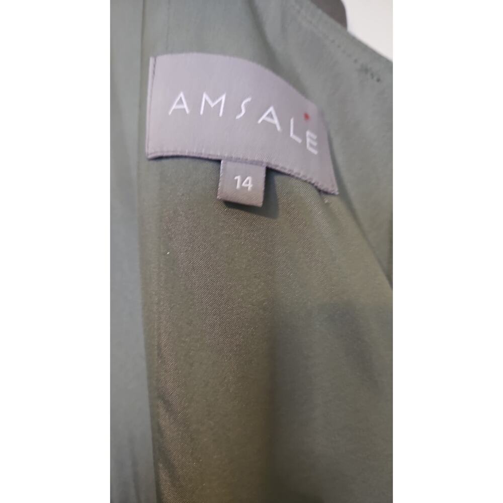 AmSale Satin Evening Gown Gray Draped Bodice Formal Dress Size 14 NWT - Picture 6 of 7